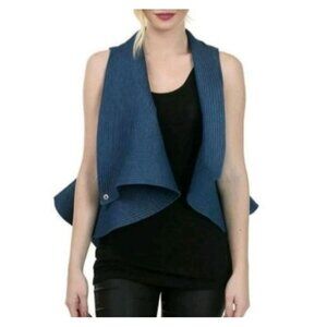 Gracia Vest Black Sleeveless Asymmetrical Peplum Size S  Womens